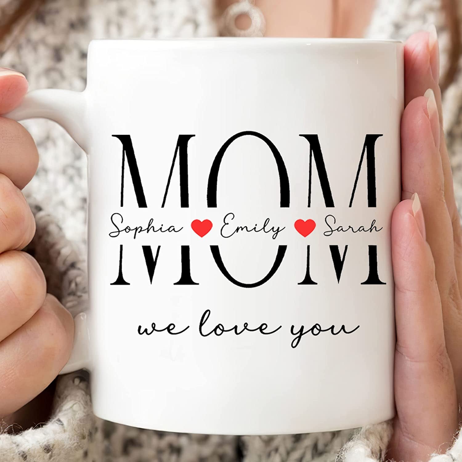 Mom Coffee Mug With Kids Names, Gifts For Mom For Mother's Day