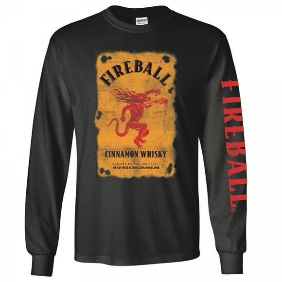 Fireball Bottle Label Long Sleeve Shirt-Small