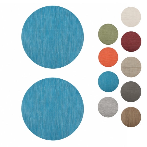 Unique Bargains 2 Pcs Round Bamboo-like Texture Placemat Blue