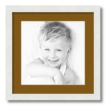 ArtToFrames 16x16 Matted Picture Frame with 12x12 Single Mat Photo Opening Framed in 1.25 Satin White Frame and 2 Coronado Mat (FWM-3966-16x16)