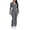 Grey, variant on Two Piece Sets for Women Outfits Ribbed V Neck Top Flare Pants Set Track Suits Long Sleeve Top Jogger Legging Pants Lounge Workout Sets for women Navy Blue L