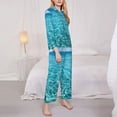 thumbnail image 3 of Goofa Crystal Clear Ocean Waves Printed Women’s 2 Piece Pajama Set Super,Pajamas Women's Long Sleeve Sleepwear Soft Button Down Loungewear Pjs Lounge Set Nightwear-Small, 3 of 9