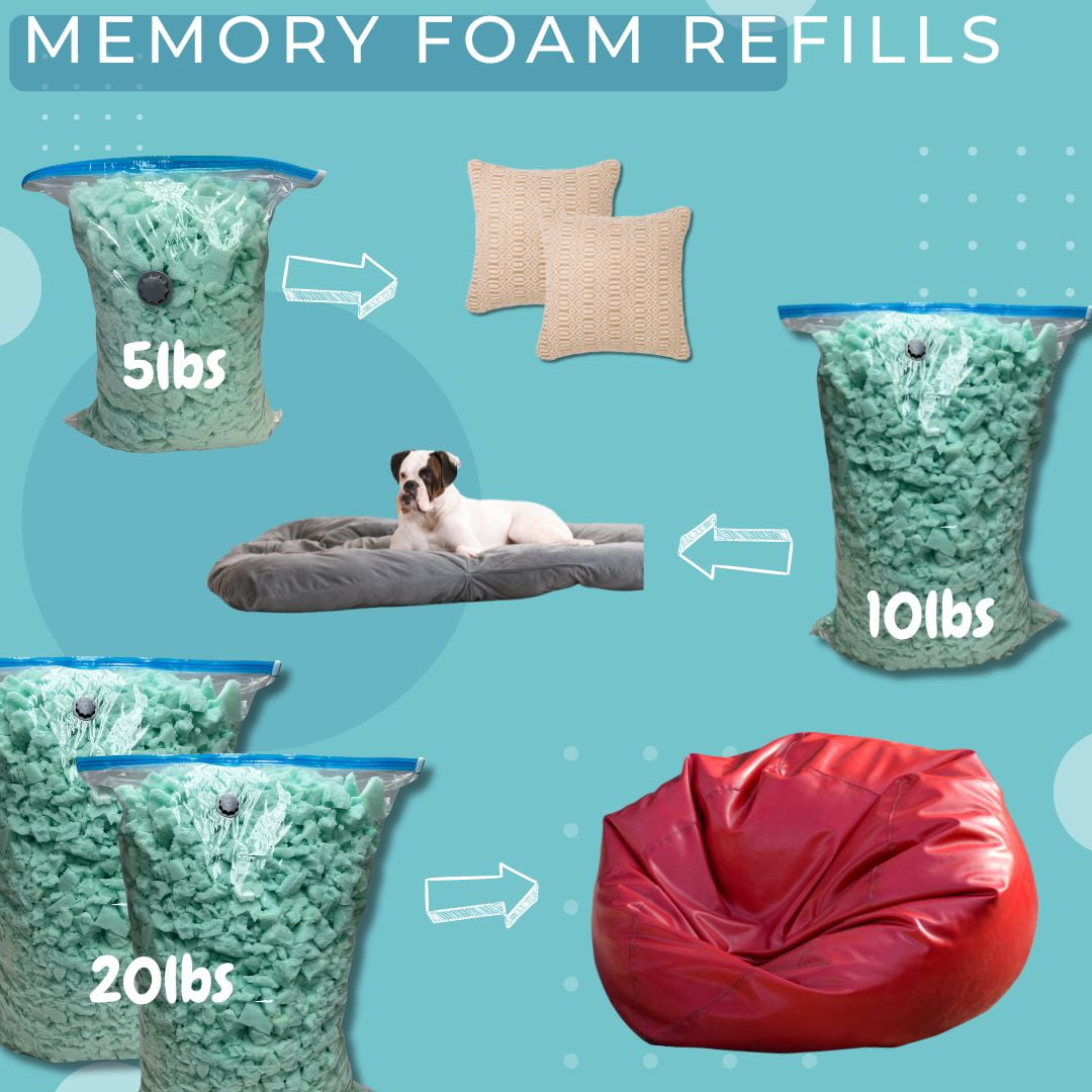 Shredded Memory Foam - Craft Foam - Replacement Fill for Pillows, Bean Bags, Chairs, Dog Beds, Stuffed Animals, and Crafts, 10lbs