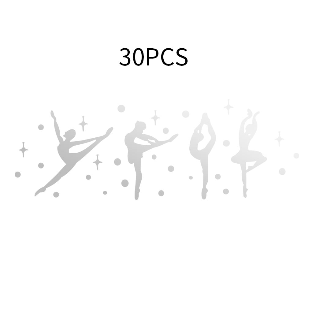 DRASHOME 30pcs Ballet Dancer Mirror Stickers Acrylic Removable Wall Decal Home Decor for Girls Bedroom Dancing Room
