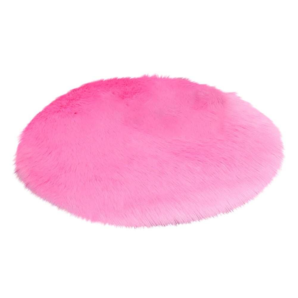 NUZYZ 30/35/40/45cm Round Plain Fluffy Rug Pad Carpet Bedroom Mat Cover
