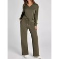 thumbnail image 4 of Two Piece Sets for Women V Neck Casual Matching Sets Loungewear Fall Clothes Travel Outfits Fashion Army Green S, 4 of 6
