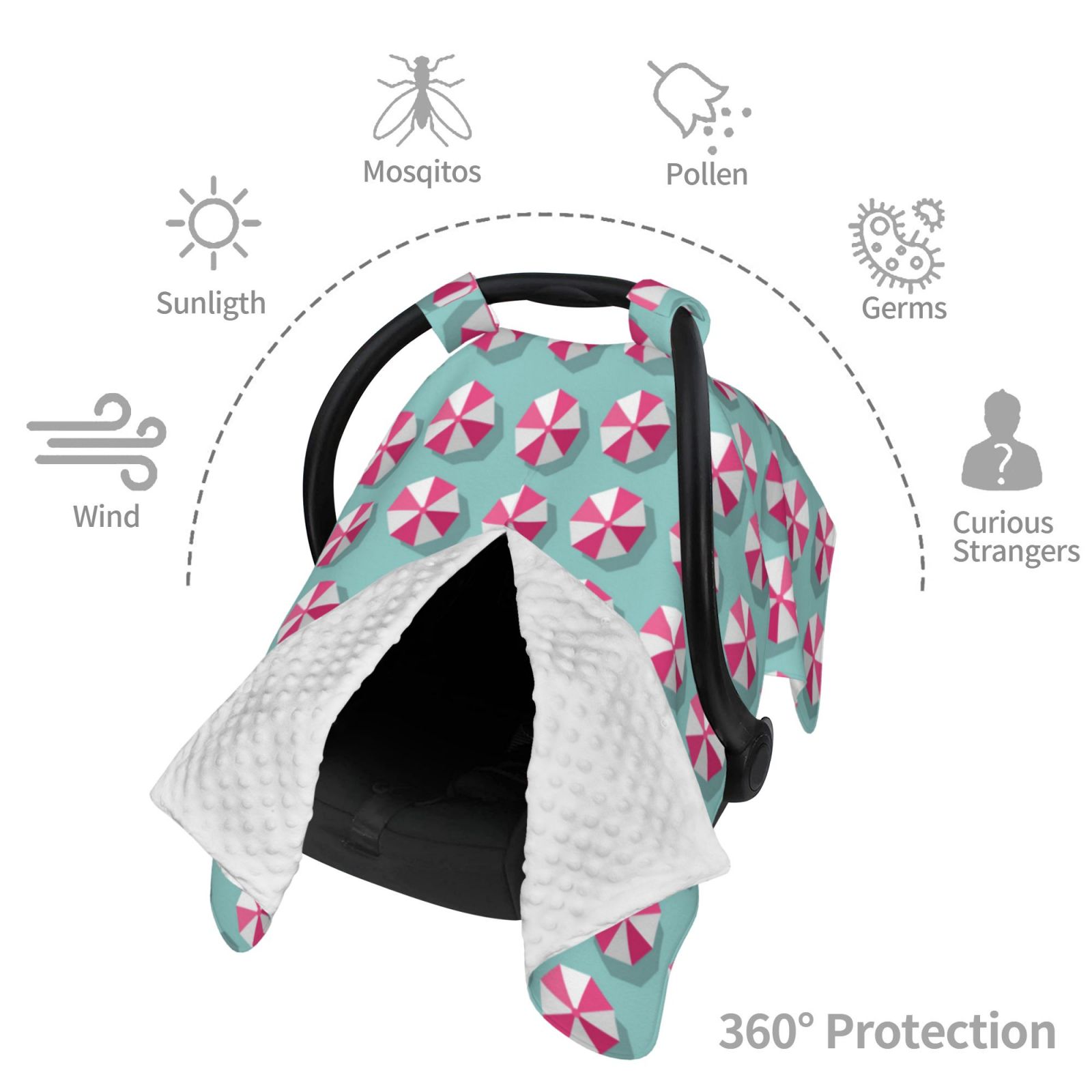 Car Seat Cover Baby - summer Pattern Breathable Infant Car Seat Cover for Baby Carseat, Lightweight Comfort Baby Essentials Must Haves Newborn Stuff for Girl Boy