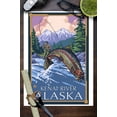 thumbnail image 3 of Kenai River, Alaska, Angler Fly Fishing Scene (Leaping Trout) (9x12 Wall Art Print, Home Decor), 3 of 3