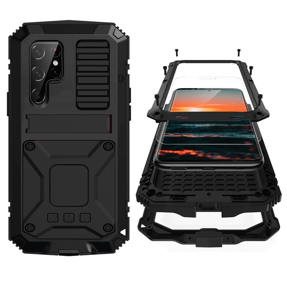 Funda Simicoo Ultra Metal para Samsung S22 con protector de pantalla, color negro