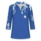 thumbnail image 3 of Camiseta de Solapa de Cuello en V de la Manga Superior de 3/4 de las Mujeres, Uso Diario Cómodo Casual, 3 of 5