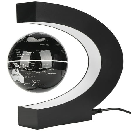 Floating Globe C Shape Base LED Light Levitation World Map Ornament 100-240V,Floating Globe Ornament,LED Light Magnetic Floating Globe