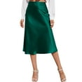 thumbnail image 2 of vigerkar Women's Satin A-Line Skirt High Waist Solid Side Split with Slim Skirt Elegant Office Lady Skirt Green, XS, 2 of 8