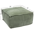 thumbnail image 2 of Creative Co-Op Square Cotton Velvet Pouf with Piped Detail, Sage Green, 2 of 9