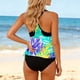 thumbnail image 4 of Tankini estampado para mujer, top y braguita, bikini holgado con cordón ajustable, conjunto de bikini dividido, traje de baño de dos piezas para mujer, trajes de baño tankini para mujer, traje de baño, 4 of 5