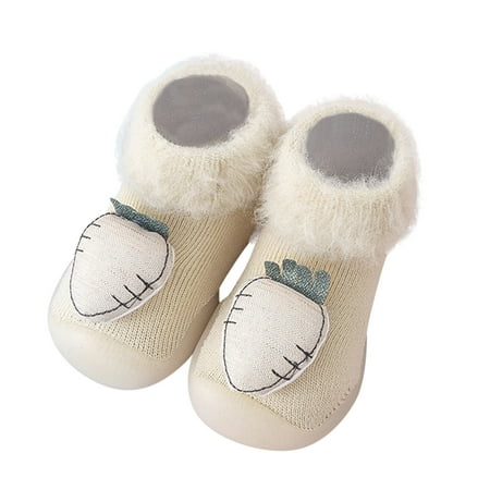 

Yinguo Toddler Kids Baby Boys Girls Shoes First Walkers Thickened Warm Cute Cartoon Antislip Shoes Socks Shoes Prewalker Sneaker Khaki 18