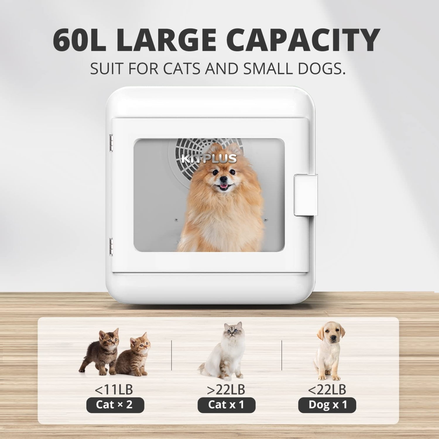 Pefilos 22" Pet Hair Dryer Box, Ultra Quiet Blow Dryer 6L Capacity for Cats and Small Dogs, Automatic Pet Dryer, White Pefilos 22" Pet Hair Dryer Box, Ultra Quiet Blow Dryer 6L Capacity for Cats and Small Dogs, Automatic Pet Dryer, White