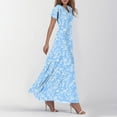 thumbnail image 7 of GEWSEY Women's Summer Boho Maxi Dresses Casual V Neck Short Sleeve A-line Empire Waist Long Flowy Beach Dress (Sky Blue, 3XL), 7 of 7