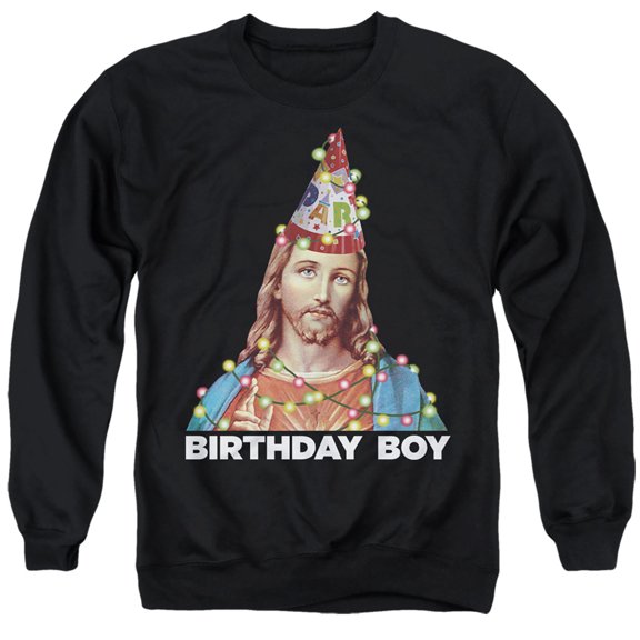 Generic: Christmas Jesus Birthday Boy Lights Edition Adult Crewneck Sweatshirt, Black, Small