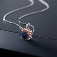 thumbnail image 4 of Gem Stone King 925 Sterling Silver Blue Sapphire Pendant Necklace for Women (2.99 Cttw, Cushion 8MM, with 18 inch Chain), 4 of 4