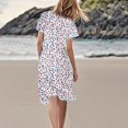 thumbnail image 4 of WTOBBY Women's Summer Casual Fashion Flower Print Dress V Neck Short Sleeve Short Skirt, Playful and Cute for Warm Weather Outings,Blue XL, 4 of 4