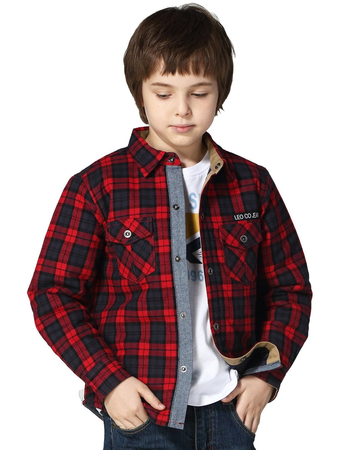 Leo&Lily boys Casual Yarns Dyed Flannel Quilted Jackets - Walmart.com