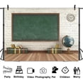 thumbnail image 4 of 10 x 8 ft Classroom Backdrop, Green Blackboard Clock Back to School Background, Student First Day of School Backdrop Teaching Children Educational Banner Photo Props Decoration, 4 of 4
