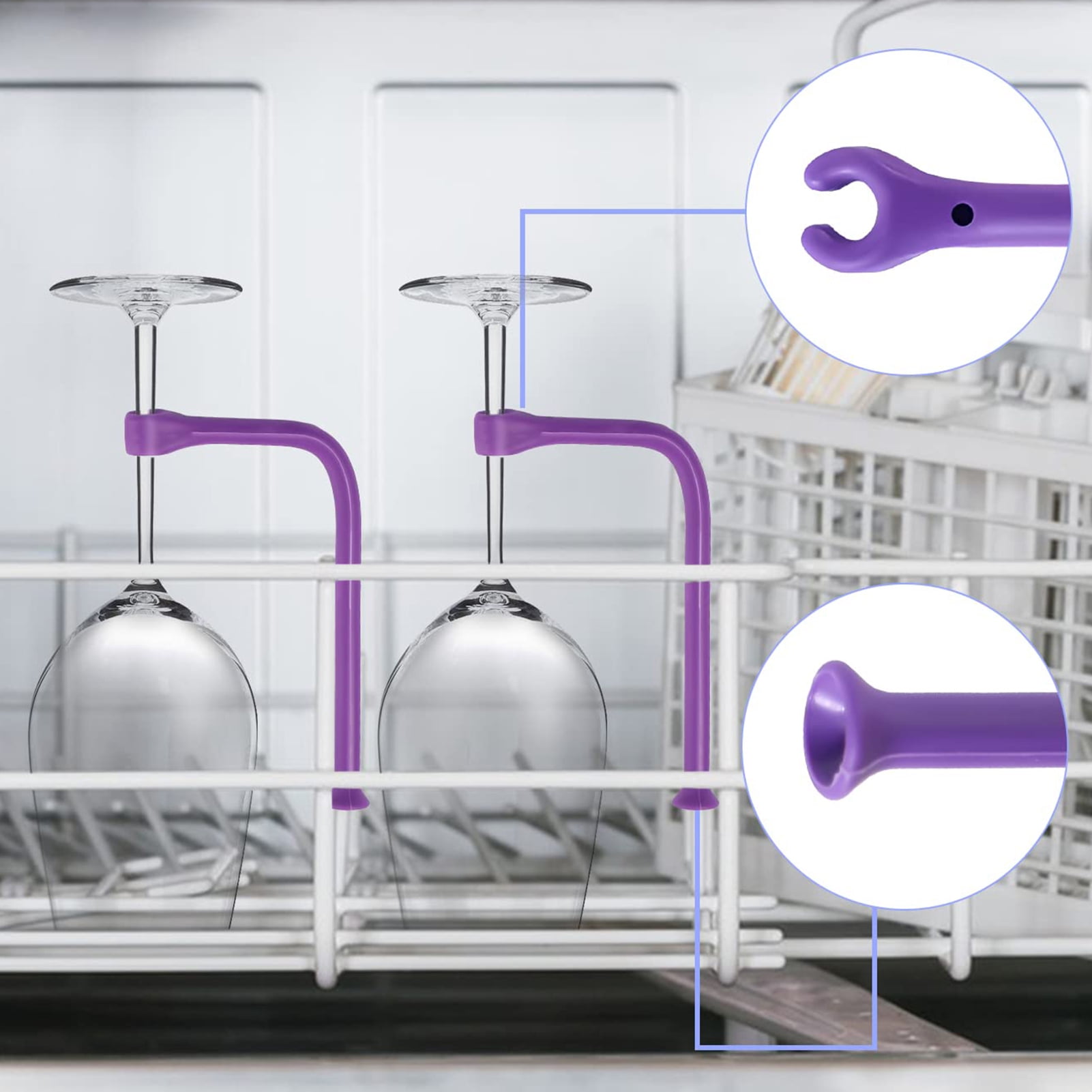 Tether Dishwasher Wine Glass Protector Silicone Stemware Saver Flexible Stemware Holder For Dishwasher Attachment Kitchen Gadget Total 35 Pcs