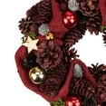 thumbnail image 3 of Northlight Red Stars and Pine Cone Artificial Christmas Wreath - 12.5-Inch, Unlit, 3 of 3