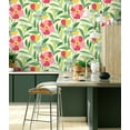 thumbnail image 4 of NextWall  Garden Block Floral Peel and Stick Wallpaper 20.5 in. W x 18 ft. L - Pink & Kelly Green, 4 of 7