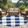 thumbnail image 5 of Navy Blue White Buffalo Check 8ft Round Rug, Farmhouse Plaid Modern Geometric Non-Skid Rubber Backing Large Area Rugs - Living Room Bedroom Home Office, Indoor Floor Mat Carpets Washable Rug, 5 of 9