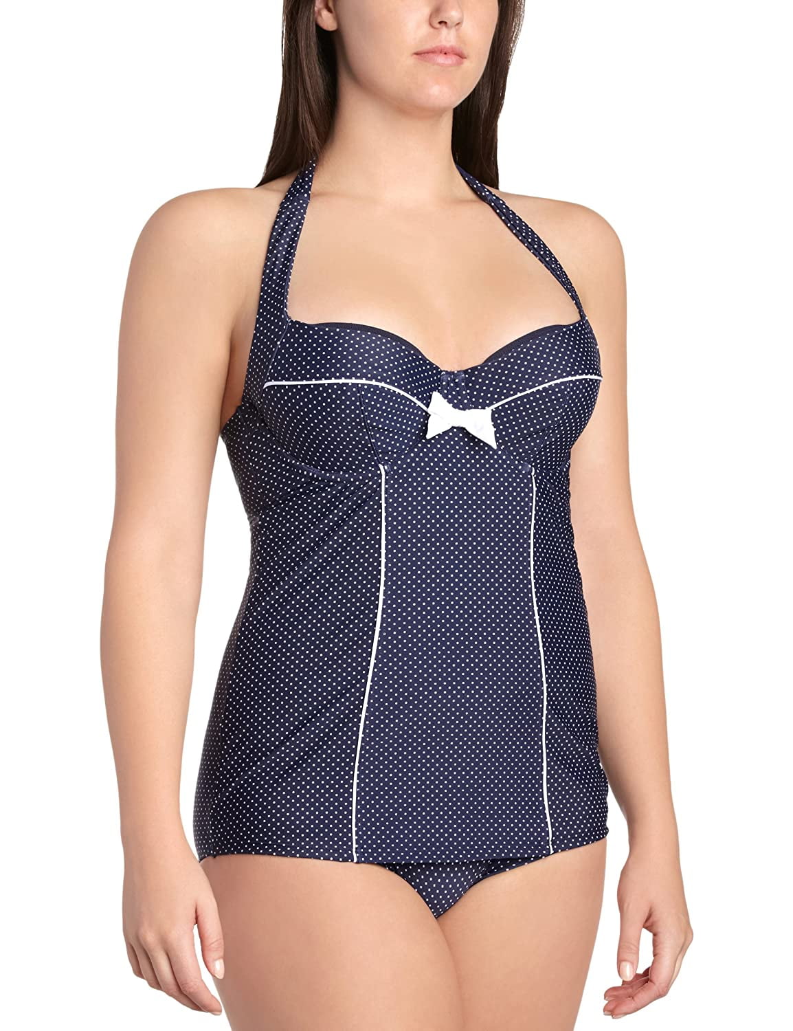 navy halter neck swimsuit