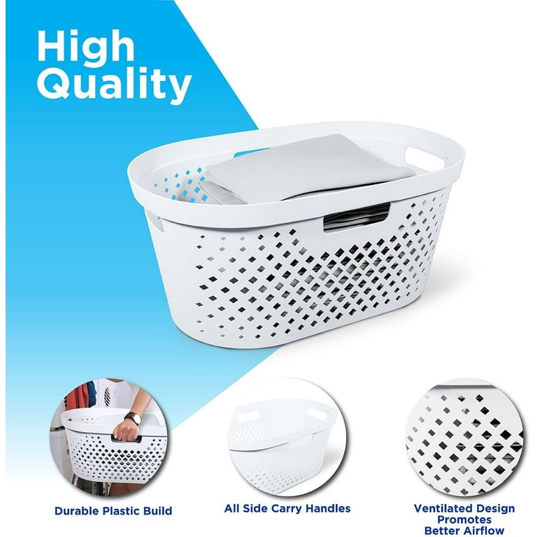 Clorox 1 Bushel Gray Plastic Oval Laundry Basket with Diamond