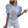 thumbnail image 1 of Gibobby Playera de Manga Corta Casual Suave Camiseta manga corta con cuello redondo y estampado flores para mujer(BU2,XL), 1 of 5