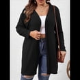 thumbnail image 4 of Suéter Tipo Cárdigan de Punto con Abertura Frontal, Liso y Acanalado, para Mujer Negro XXL, 4 of 8