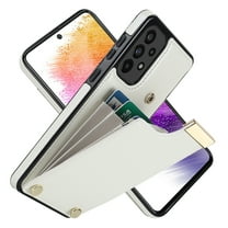 Wallet Case for Samsung Galaxy A53 5G, Vintage Premium PU Leather Ultra Slim Case with Card Holder, Protective Anti-drop Magnetic Clasp Phone Case for Samsung Galaxy A53 5G, White
