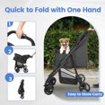 thumbnail image 5 of 4 Wheel Dog Stroller, Wedyvko Foldable Pet Stroller with Storage Basket for Small Medium Dogs & Cats (Black), 5 of 8