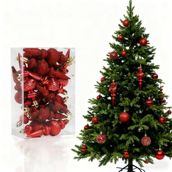 16 Pcs 4.33 Inch Christmas Ornaments Hanging Ball Christmas Ornaments Decor for Vintage Holiday Xmas Tree Decoration Red