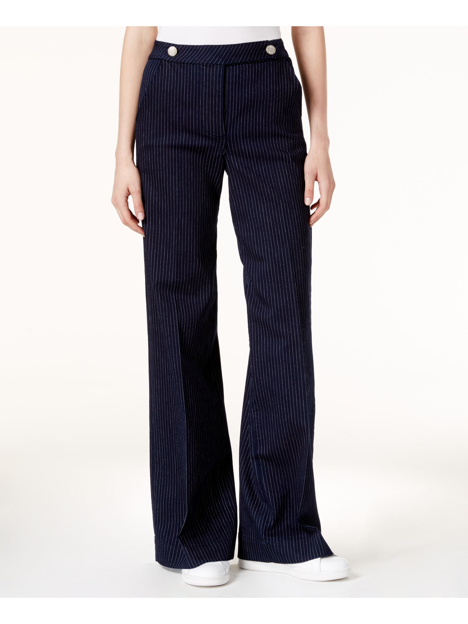 navy pinstripe pants womens