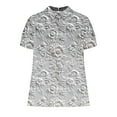 thumbnail image 4 of Cropped Blouse for Women, Short Sleeve Round-Neck Printed Casual Top, Polyester Fabric, Breathable Soft Material, Summer Spring Wear, Gym Daily Party Use, 4 of 5