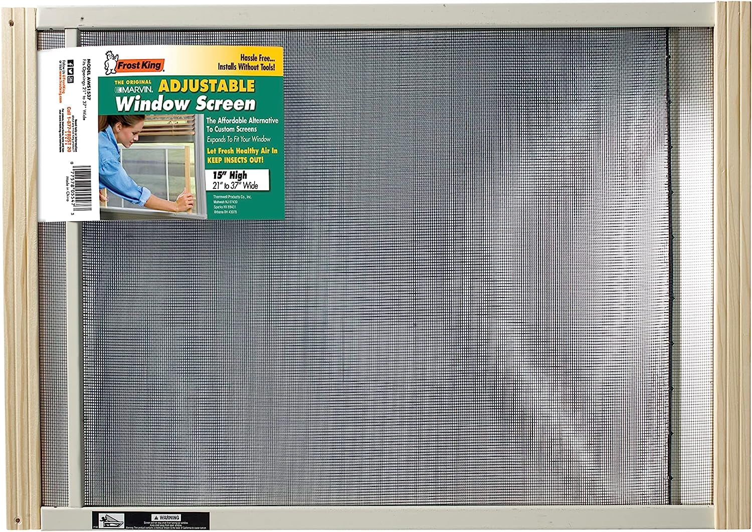 Frost King AWS1537SP WB Marvin Adjustable Window Screen, Natural