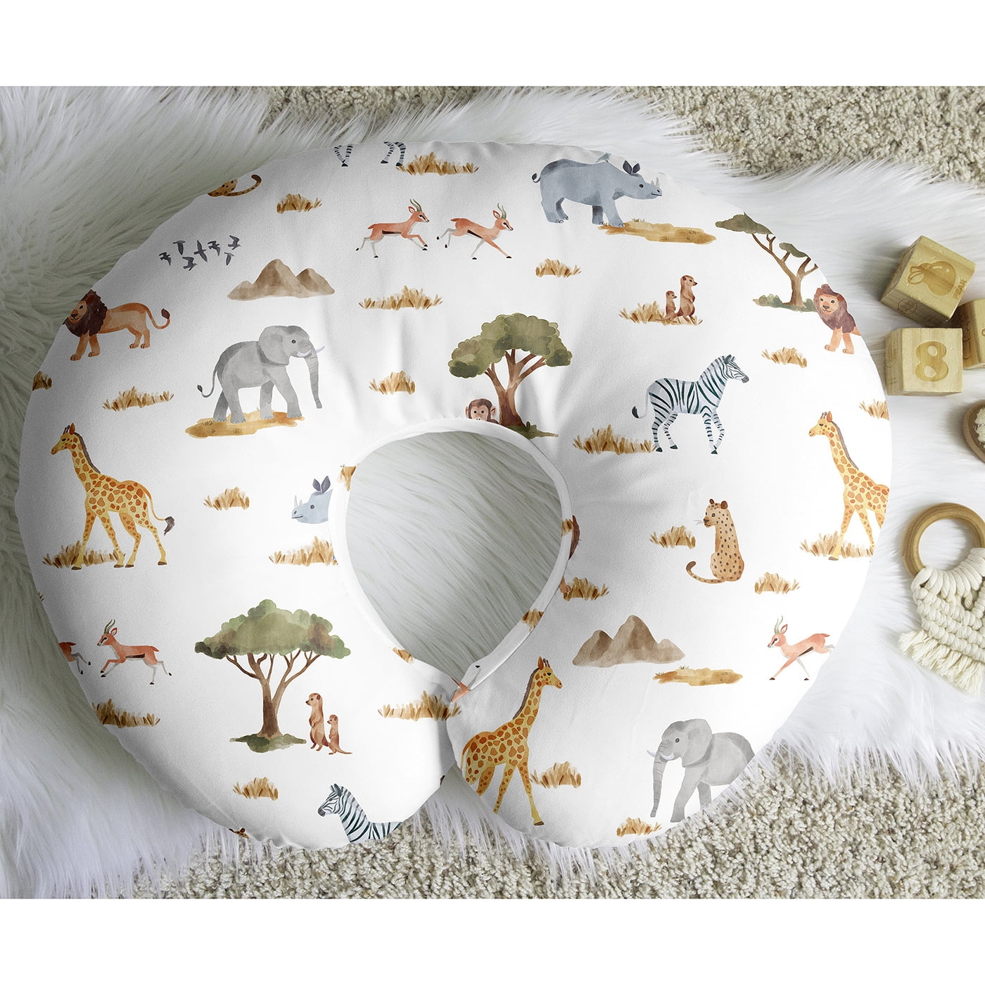 Sweet Jojo Designs Serengeti Animals Multicolor Nursing Pillow Cover Case (Pillow Not Included) (Pillow NOT Included)