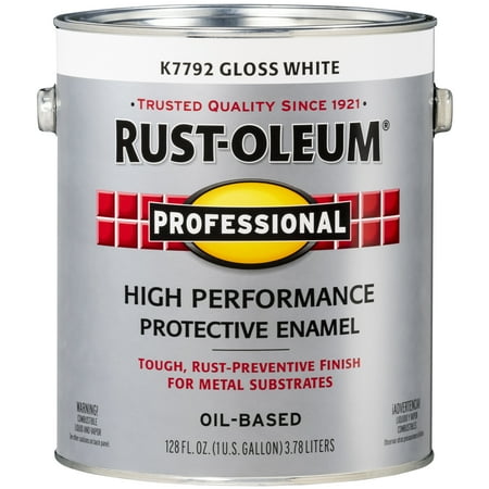 White, Rust-Oleum Professional High Performance Gloss DTM Alkyd Protective Enamel Paint-K7792402, Gallon