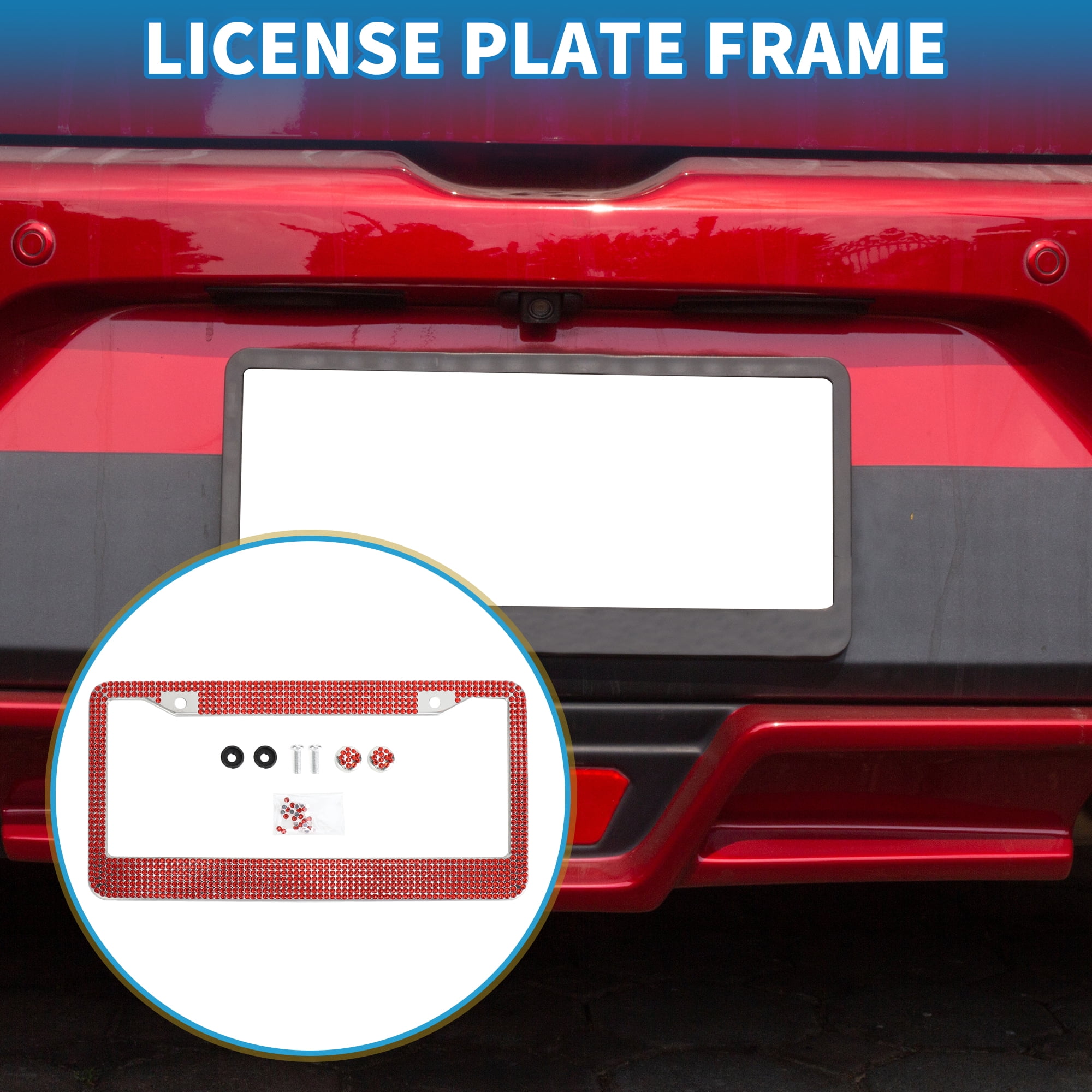 Unique Bargains Stainless Steel License Plate Holder with Round Holes Red