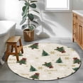 thumbnail image 3 of Round Rug 4Ft Washable Non-Slip, Christmas Circle Area Rugs for Living Room Bedroom, Winter Pine Tree Gold White Xmas Snowflakes Indoor Floor Mats Carpet Runner for Home Decor Aesthetic, 3 of 8