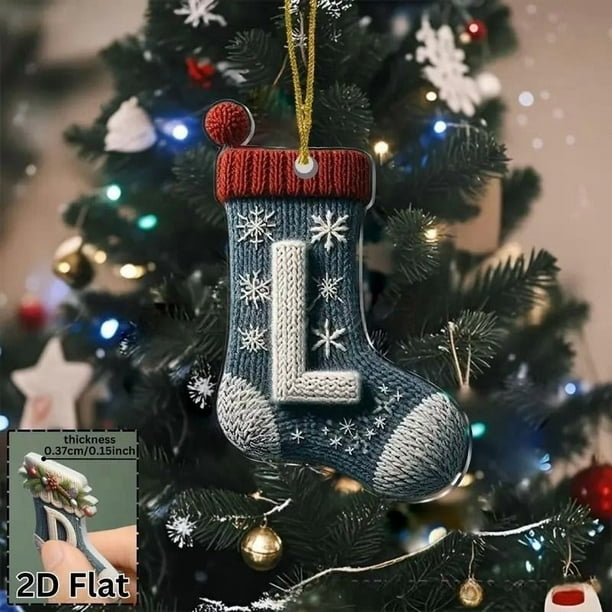 26 Letters Acrylic Christmas Stocking Ornaments Style Hanging Decor For Christmas Tree Festive Holiday Gift