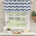 thumbnail image 3 of Navy Blue Grey White Valances for Windows, Light Filtering Kitchen Curtain Valances 2 Panels, Abstract Geometric Ocean Wave Stripe Rod Pocket Short Window Treatments for Living Room Bedroom 42"Wx12"L, 3 of 9