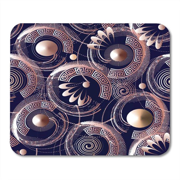 SIDONKU 3D Geometric Ornate Abstract Greek Circles Lines Stripes Dots Halftones Shapes Mousepad Mouse Pad Mouse Mat 9x10 inch