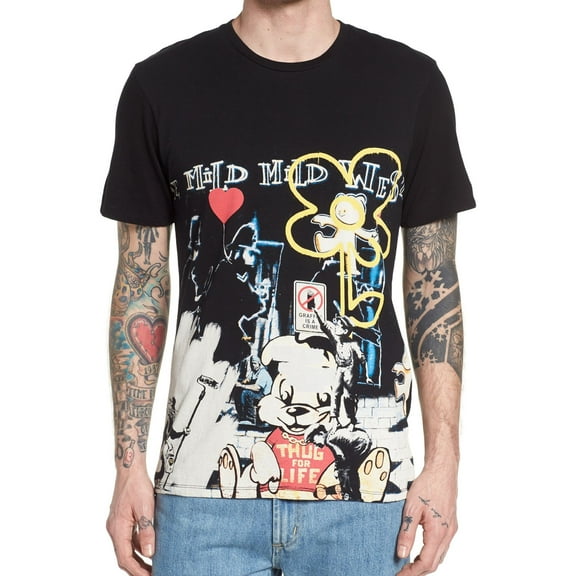 Elevenparis Mens Stensall Graphic T-Shirt, Black, Small