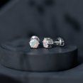 thumbnail image 5 of Rosec Jewels Round Shape Ethiopian Opal Solitaire Stud Earrings (6 mm, AAA Quality), 18K White Gold, 5 of 10
