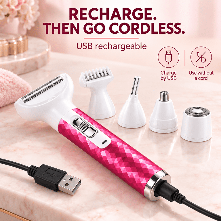 Obacre 5-in-1 Cordless Electric Shaver for Women, Wet & Dry photo 6
